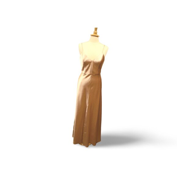 NWT Jenny Yoo Dina Satin Back Crepe Bridesmaid Dress. Center slit. Petal pink. - Picture 5 of 6